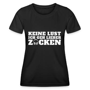 Gaming Ich geh lieber Zocken - Frauen Funktions-T-Shirt - Schwarz - Vorne - AI Model Female 172 light (172cm)