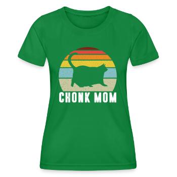 Chonk Katze Mama Waage Meme Lustig Retro Stil Mama - Frauen Funktions-T-Shirt - Kelly Green - Vorne - AI Model Female 172 dark (172cm)