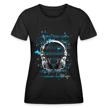 musikalische Kopfhörer - Frauen Funktions-T-Shirt - Schwarz - Vorne - AI Model Female 172 light (172cm)