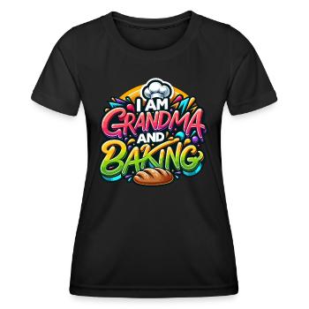 Ich bin Oma und backe gerne - Frauen Funktions-T-Shirt - Schwarz - Vorne - AI Model Female 172 light (172cm)