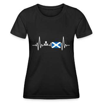 Schottland Herzschlag Schottische Flagge Saltire - Frauen Funktions-T-Shirt - Schwarz - Vorne - AI Model Female 172 light (172cm)
