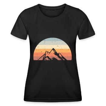 Mountains Hiking Mountains Retro Vintage - Women's Functional T-Shirt - black - Front - AI Model Female 172 light (172cm)