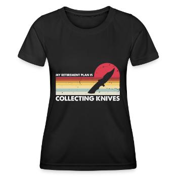 Ruhestand Plan Messer Sammeln Messersammler - Frauen Funktions-T-Shirt - Schwarz - Vorne - AI Model Female 172 light (172cm)