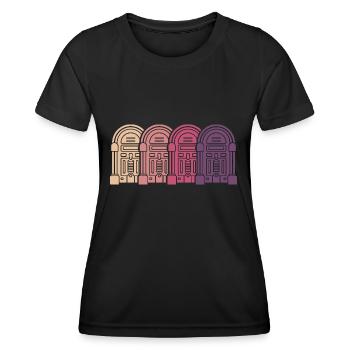 Boîte audio de musique disco rétro Jukebox Collector - T-shirt sport Femme - noir - Devant - AI Model Female 172 light (172cm)