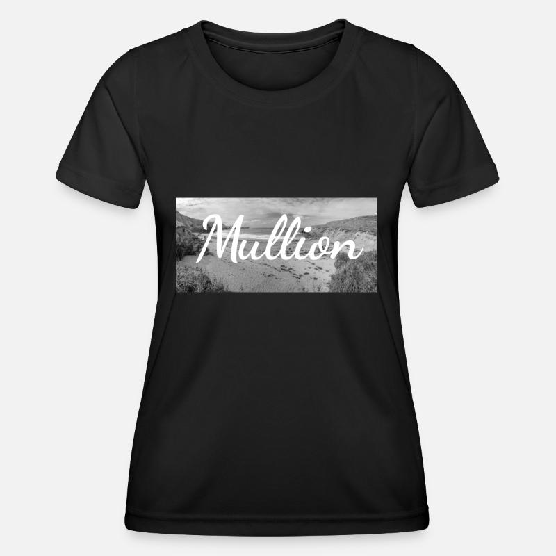 Retro Lettering at Mullion Harbor Cornwall UK - Women's Functional T-Shirt - black