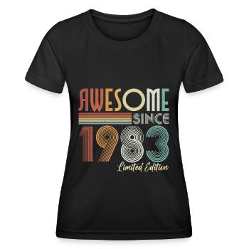 Né en 1983 Vintage Retro Anniversaire - T-shirt sport Femme - noir - Devant - AI Model Female 172 light (172cm)