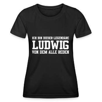Ludwig Name Design - Frauen Funktions-T-Shirt - Schwarz - Vorne - AI Model Female 172 light (172cm)