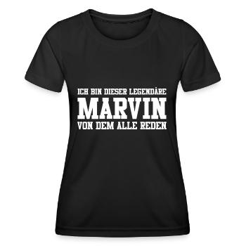 Marvin Name Design - Frauen Funktions-T-Shirt - Schwarz - Vorne - AI Model Female 172 light (172cm)