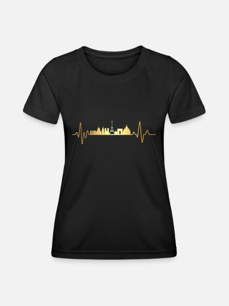 Heartbeat Frankreich - Frauen Funktions-T-Shirt - Schwarz