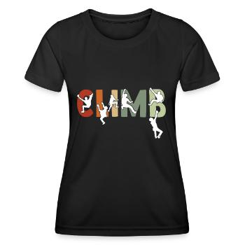Kletterer Mountain Climbing Bouldering - Frauen Funktions-T-Shirt - Schwarz - Vorne - AI Model Female 172 light (172cm)