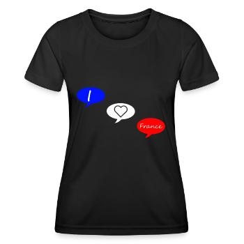 j'aime la France bleu blanc rouge - T-shirt sport Femme - noir - Devant - AI Model Female 172 light (172cm)