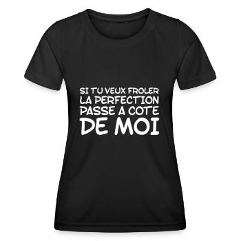 Perfection humour - T-shirt sport Femme - noir - Devant - AI Model Female 172 light (172cm)