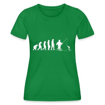 Angeln Evolution des Menschen - Frauen Funktions-T-Shirt - Kelly Green - Vorne - AI Model Female 172 dark (172cm)