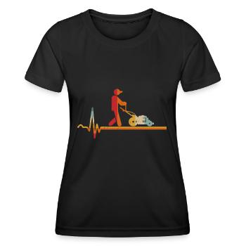 Vintage Herzschlag Rasenmäher Gartenarbeit Gärtner - Frauen Funktions-T-Shirt - Schwarz - Vorne - AI Model Female 172 light (172cm)