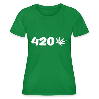 420 mit Hanfblatt - Frauen Funktions-T-Shirt - Kelly Green - Vorne - AI Model Female 172 dark (172cm)
