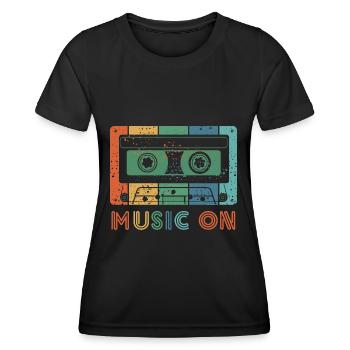 Mixtape Cassettes Musique 90s 80s - T-shirt sport Femme - noir - Devant - AI Model Female 172 light (172cm)