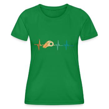 Heartbeat Referee Whistle - Women's Functional T-Shirt - kelly green - Front - AI Model Female 172 dark (172cm)