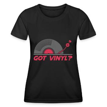 Got Vinyl Records Platine VINYLE DJ Vintage Vinyl - T-shirt sport Femme - noir - Devant - AI Model Female 172 light (172cm)