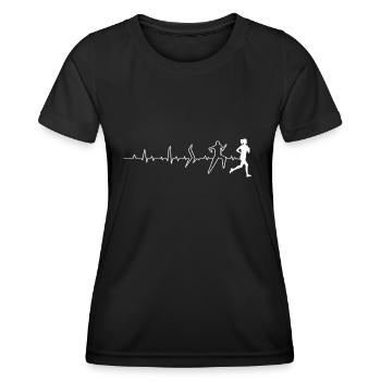 "Pulsschlag Laufen" - Frauen Funktions-T-Shirt - Schwarz - Vorne - AI Model Female 172 light (172cm)