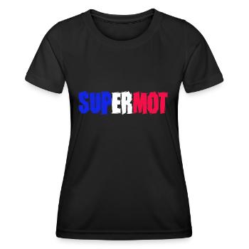 Supermot Logo blau weiß rot - Frauen Funktions-T-Shirt - Schwarz - Vorne - AI Model Female 172 light (172cm)