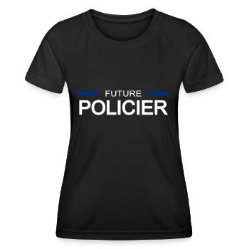Future policier - T-shirt sport Femme - noir - Devant - AI Model Female 172 light (172cm)