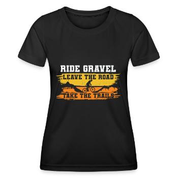 Rouler en gravier Quitter la route prendre les sentiers - T-shirt sport Femme - noir - Devant - AI Model Female 172 light (172cm)