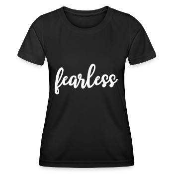 fearless Kalligrafie Motivation - Frauen Funktions-T-Shirt - Schwarz - Vorne - AI Model Female 172 light (172cm)