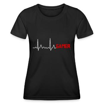 Gamer Herzschlag EKG Puls - Frauen Funktions-T-Shirt - Schwarz - Vorne - AI Model Female 172 light (172cm)