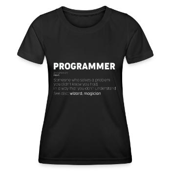 Programmer Noun Funny Coder Humor Nerd - Women's Functional T-Shirt - black - Front - AI Model Female 172 light (172cm)