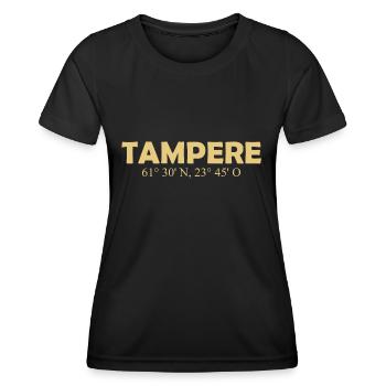 Tampere - Finland - Coordinates - Longitude - Frauen Funktions-T-Shirt - Schwarz - Vorne - AI Model Female 172 light (172cm)