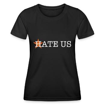 hate us - Women's Functional T-Shirt - black - Front - AI Model Female 172 light (172cm)