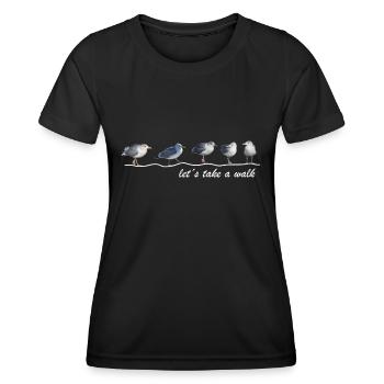 let ́s take a walk seagull beach sea Sylt Hiddensee - Women's Functional T-Shirt - black - Front - AI Model Female 172 light (172cm)