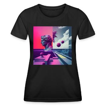Ein Vaporwave Fusion von Moderne und der Antike - Frauen Funktions-T-Shirt - Schwarz - Vorne - AI Model Female 172 light (172cm)