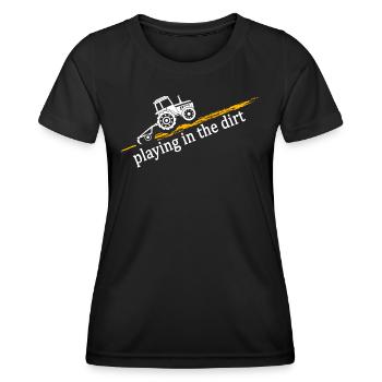 Tractor "dirty tractor driver" farmer field field - Women's Functional T-Shirt - black - Front - AI Model Female 172 light (172cm)