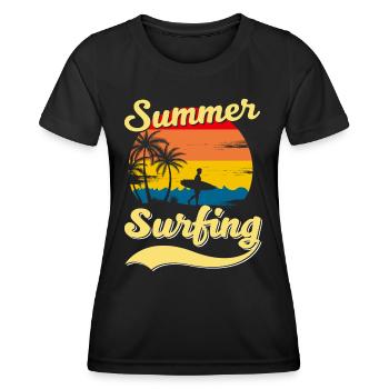 Summer Surfing Palm Beach Surfer - Frauen Funktions-T-Shirt - Schwarz - Vorne - AI Model Female 172 light (172cm)