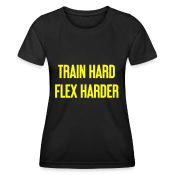 Train Hard Flex Harder - Frauen Funktions-T-Shirt - Schwarz - Vorne - AI Model Female 172 light (172cm)