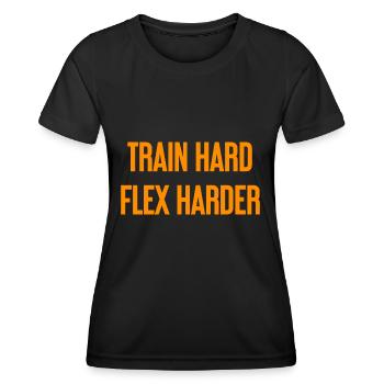 Entraînez-vous dur, fléchissez plus fort - T-shirt sport Femme - noir - Devant - AI Model Female 172 light (172cm)