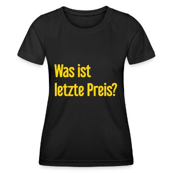 Was ist letzte Preis? - Frauen Funktions-T-Shirt - Schwarz - Vorne - AI Model Female 172 light (172cm)