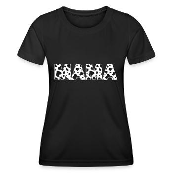 Niedliche Mama Kuh Print Schwarz Weiß Mama Mutter Tier - Frauen Funktions-T-Shirt - Schwarz - Vorne - AI Model Female 172 light (172cm)