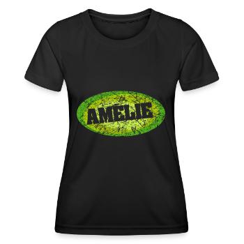 Amélie rétro avec des rayures comme idée cadeau - T-shirt sport Femme - noir - Devant - AI Model Female 172 light (172cm)