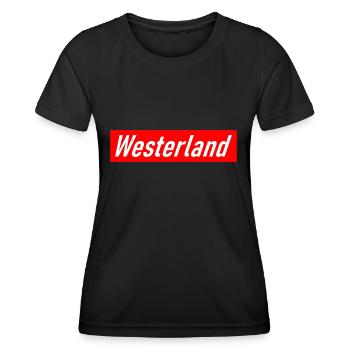 Westerland Slogan - Sylt - Deutschland - Germany - Frauen Funktions-T-Shirt - Schwarz - Vorne - AI Model Female 172 light (172cm)