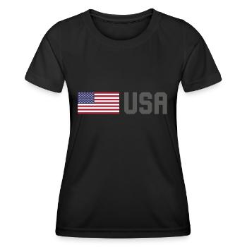 TEAM United States American flag flag in front of font - Women's Functional T-Shirt - black - Front - AI Model Female 172 light (172cm)