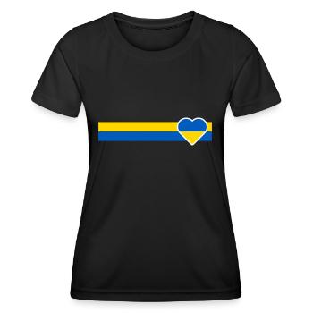 Ukraine ruban bleu-jaune avec cœur - T-shirt sport Femme - noir - Devant - AI Model Female 172 light (172cm)