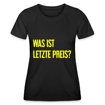 Quel est le dernier prix ? - T-shirt sport Femme - noir - Devant - AI Model Female 172 light (172cm)