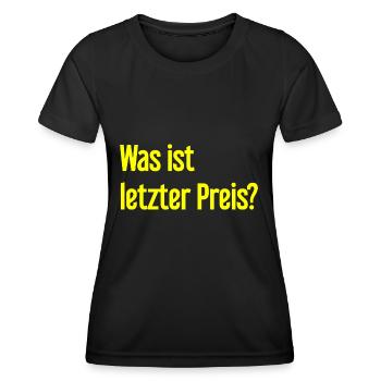Quel est le dernier prix ? - T-shirt sport Femme - noir - Devant - AI Model Female 172 light (172cm)