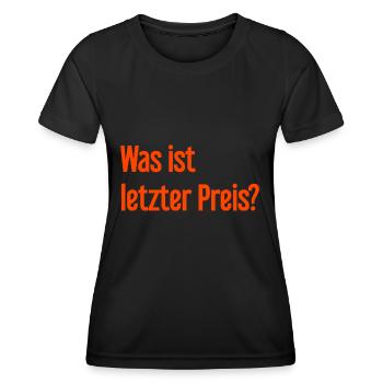 Was ist letzter Preis? - Frauen Funktions-T-Shirt - Schwarz - Vorne - AI Model Female 172 light (172cm)