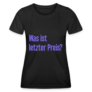 Quel est le dernier prix ? - T-shirt sport Femme - noir - Devant - AI Model Female 172 light (172cm)