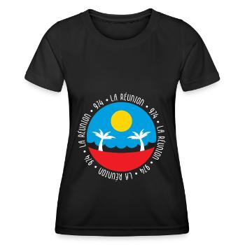 La Réunion - 974 - T-shirt sport Femme - noir - Devant - AI Model Female 172 light (172cm)