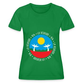 La Réunion - 974 - T-shirt sport Femme - vert - Devant - AI Model Female 172 dark (172cm)