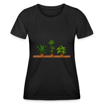 Topfpflanzen Regal - Frauen Funktions-T-Shirt - Schwarz - Vorne - AI Model Female 172 light (172cm)